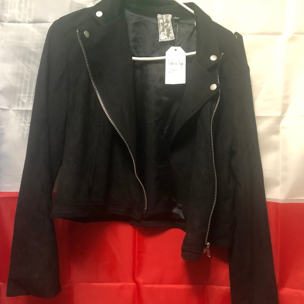 Sadie & Sage Black Suede Motor jacket NWT